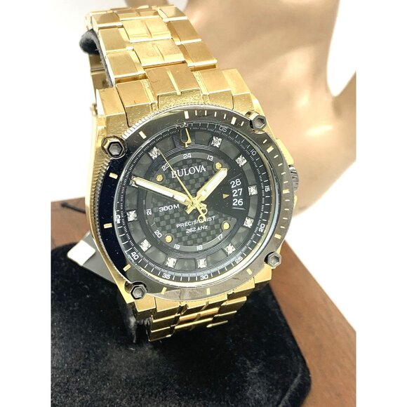 Bulova Men's Watch 98D156 Precisionist Diamond Accent Gold Tone Stainless Steel - Picture 1 of 15